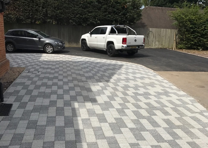 Grey block paving for extended parking space in Iver, Buckinghamshire 